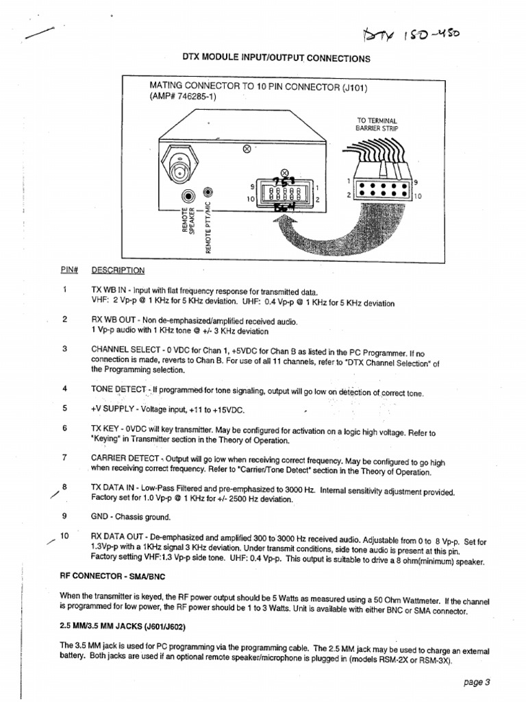 DTX 150 450 Pin Out | PDF