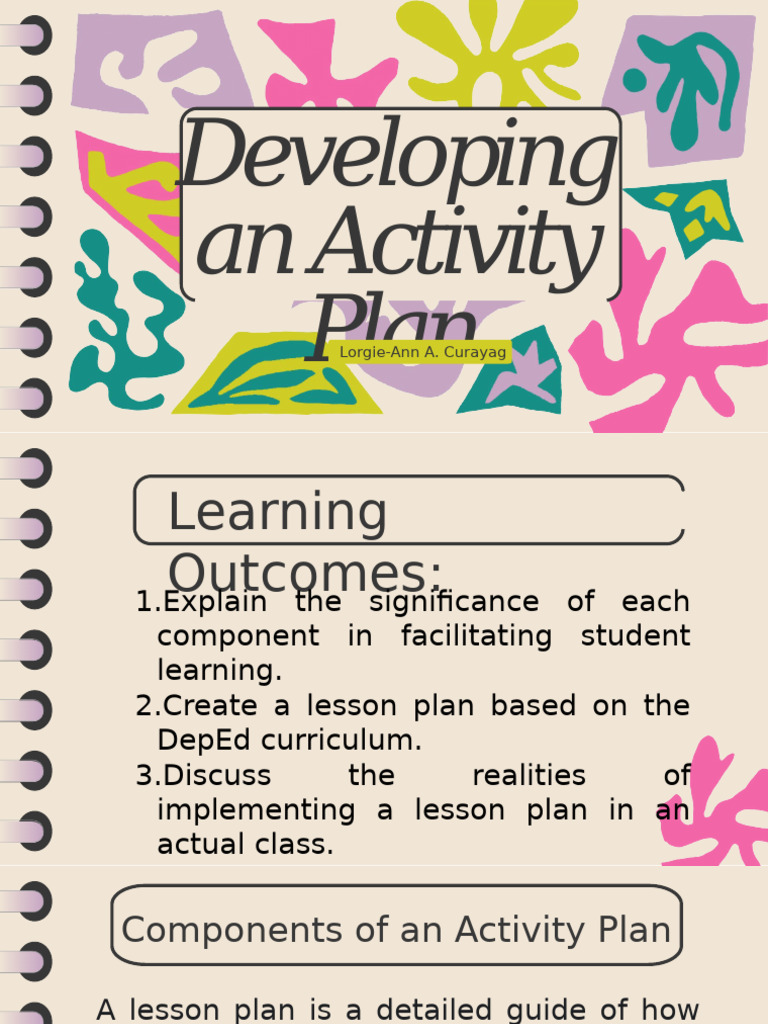 Developing An Activity Plan Curayag | PDF | Lesson Plan | Curriculum