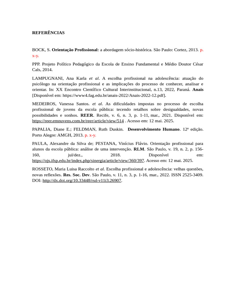 Referências sobre Orientação Profissional | PDF