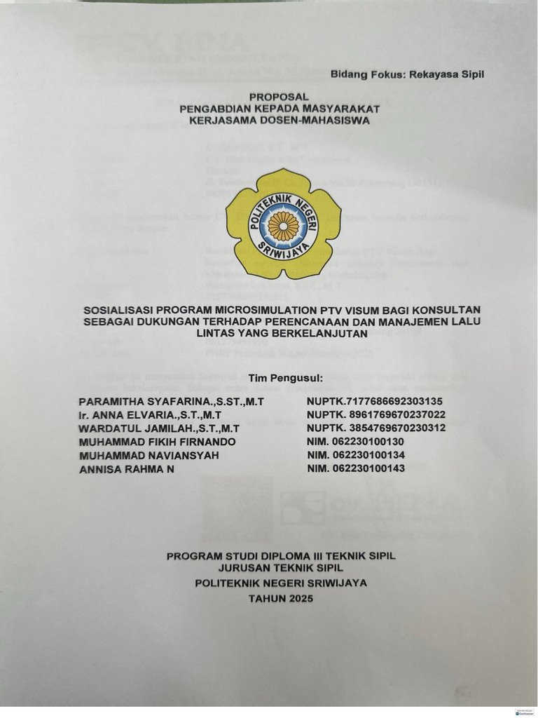 Sosialisasi Microsimulation PTV Visum Palembang | PDF