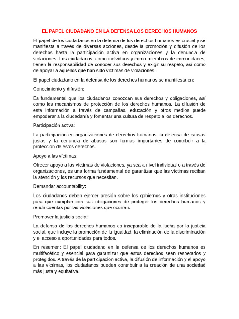 Ciudadanía y Defensa de Derechos Humanos | PDF | Derechos humanos ...