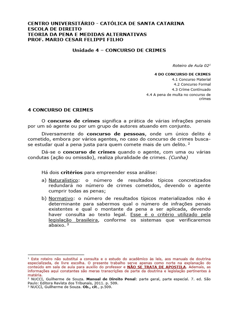 Tipos e Sistemas do Concurso de Crimes | PDF | Crimes | Crime e Violência