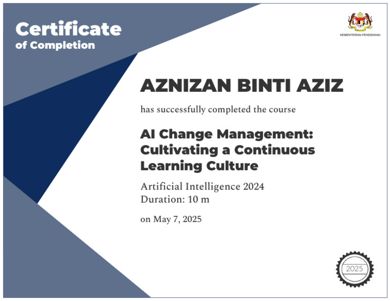 AI Change Management Course Completion | PDF - Ai Change Management Courses