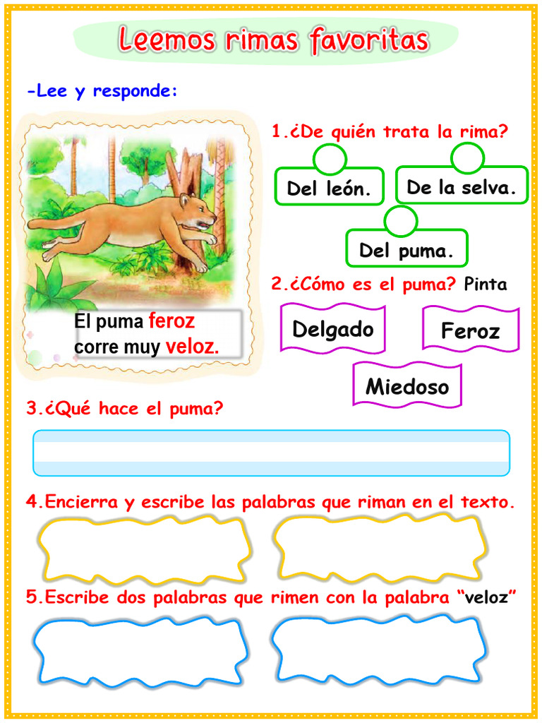 Rimas para niños sobre animales | PDF