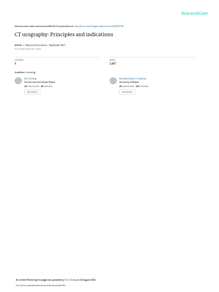 CT Urography Principles and Indications | PDF | Ct Scan | Medical Imaging