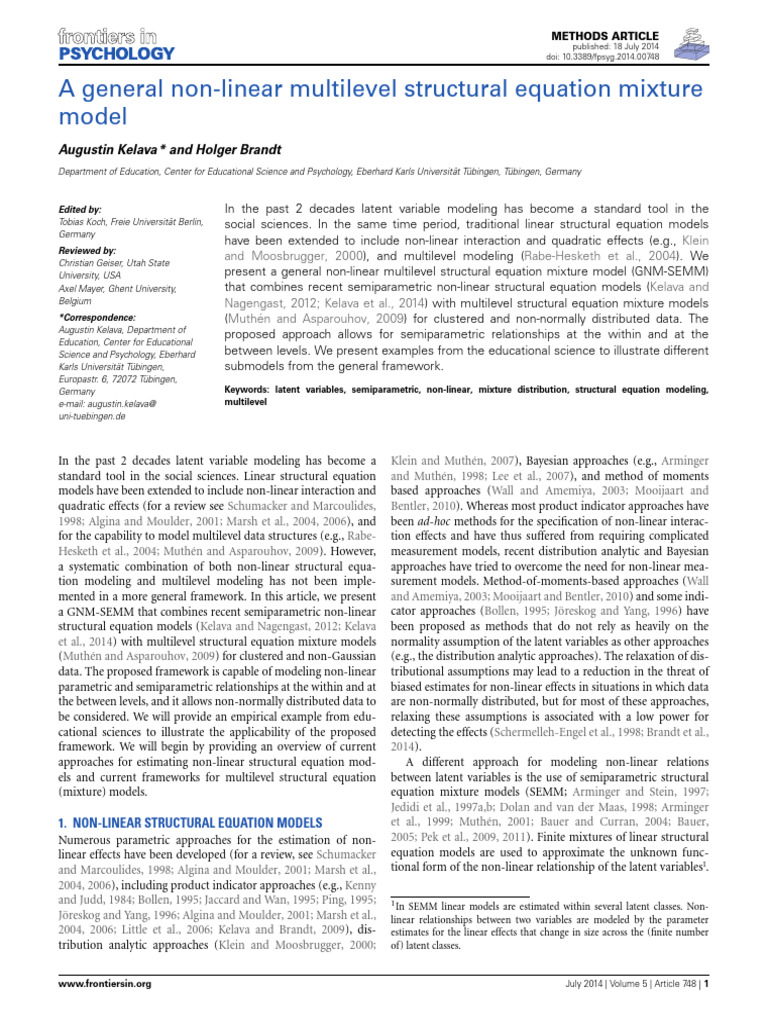 Non-Linear Multilevel SEM Model | PDF | Multilevel Model | Nonlinear System
