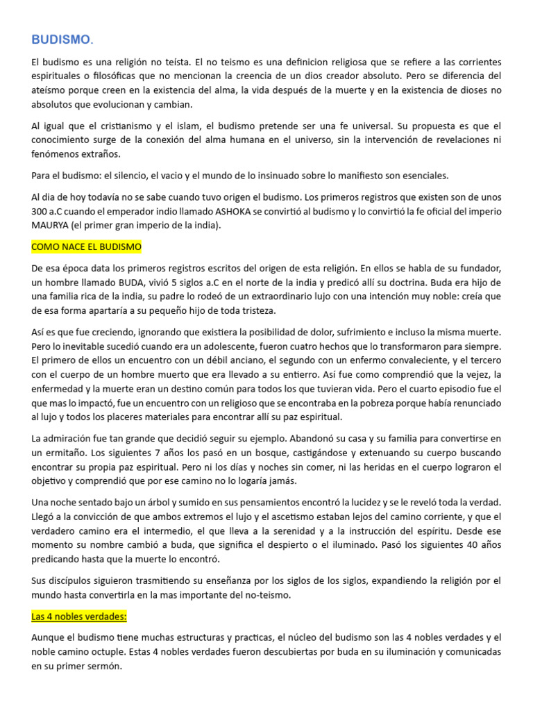 Las 4 Nobles Verdades del Budismo | PDF | Noble Óctuple Sendero ...