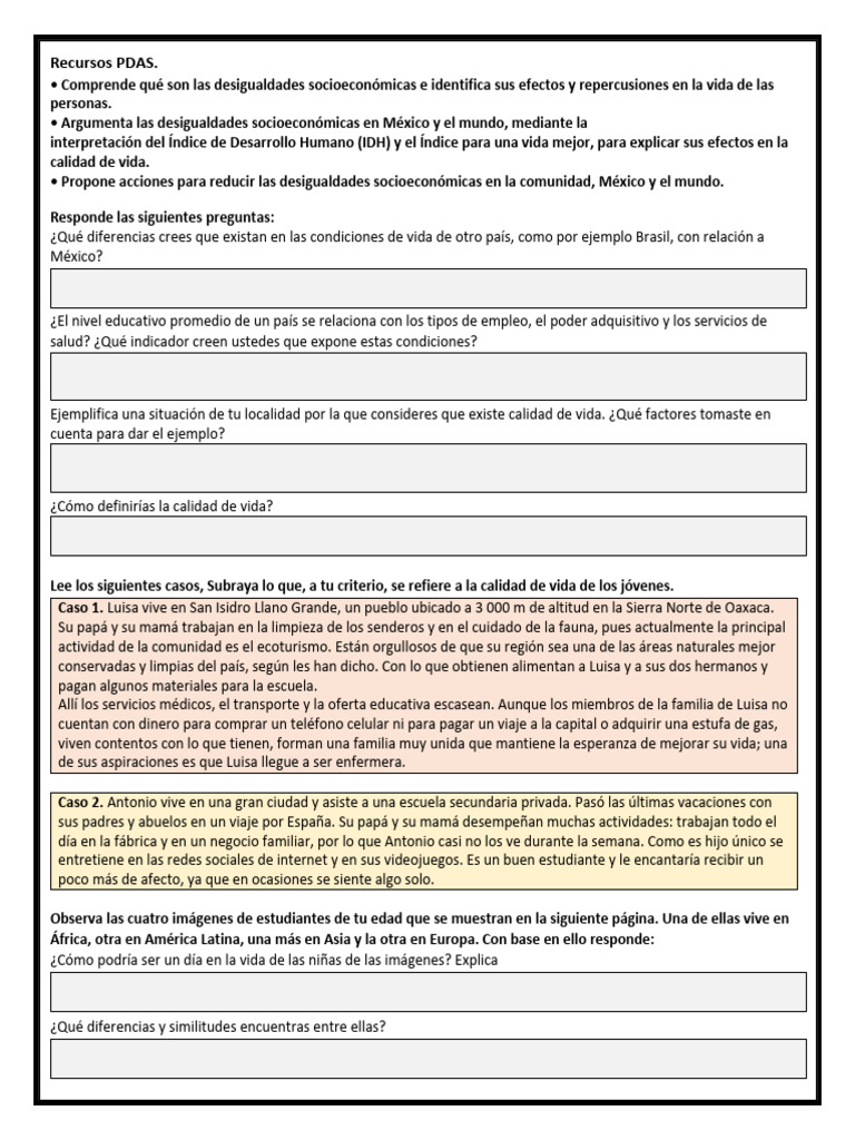 Desigualdades Socioeconómicas y Calidad de Vida | PDF | Calidad de vida ...