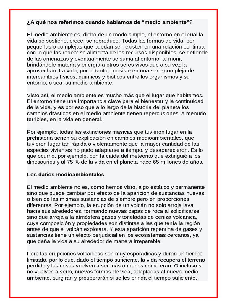 Importancia del Medio Ambiente y su Defensa | PDF | Entorno natural | Vida