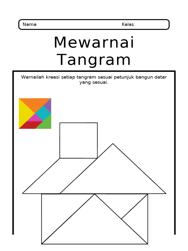 LKPD Mewarnai Kreasi Tangram Kelas 1-2 | PDF