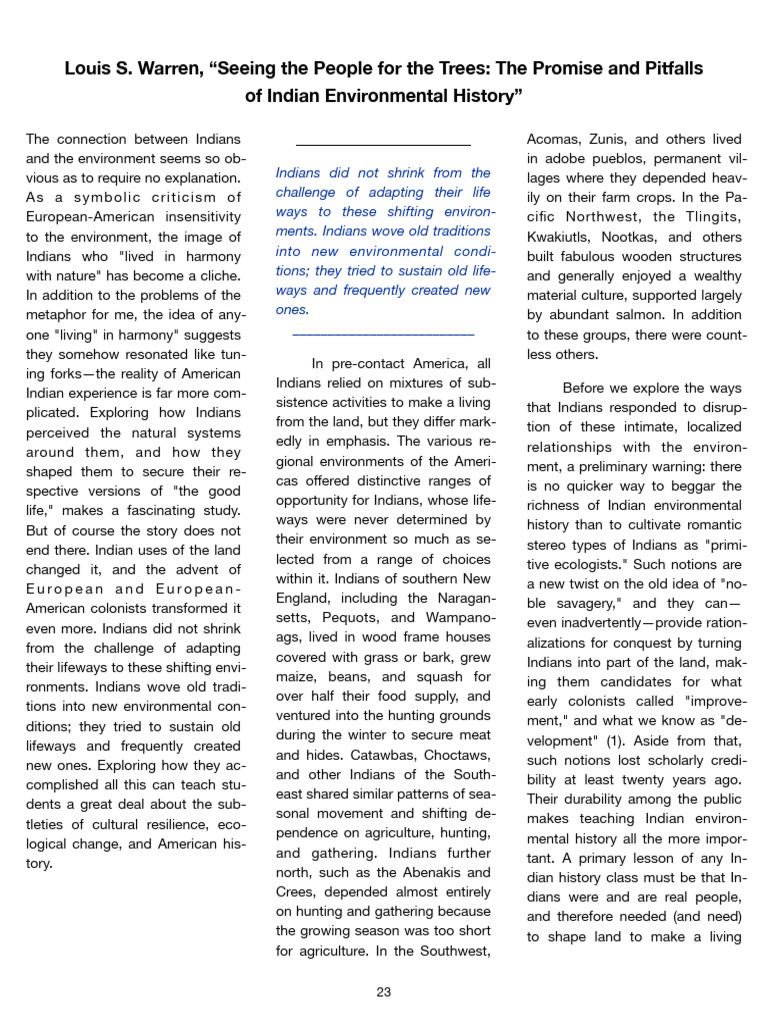 Indian Environmental History Insights | PDF | Native Americans In The ...
