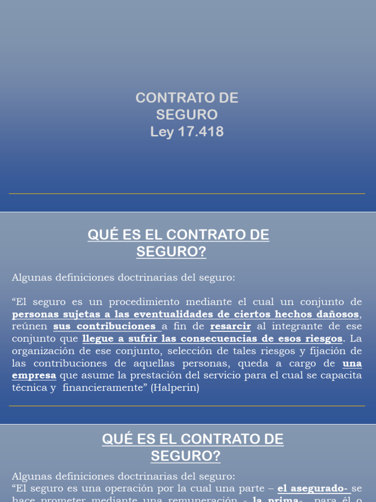 Definición y Características del Seguro | PDF | Póliza de seguros | Seguro