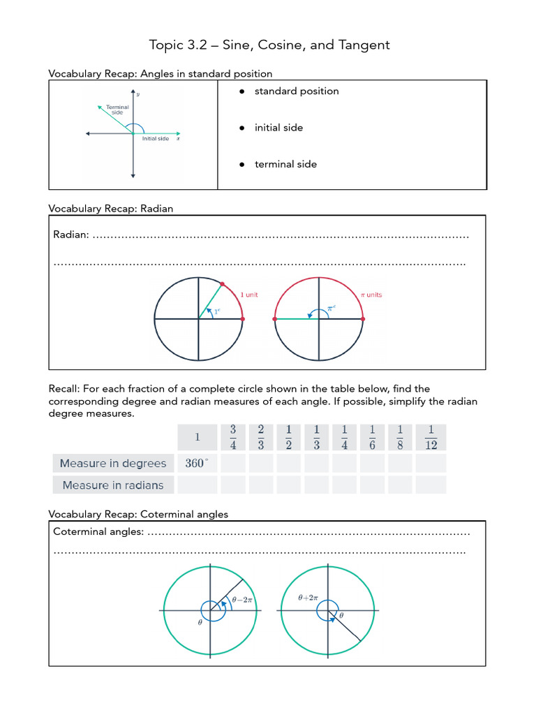 Unit Circle and Trigonometric Functions | PDF