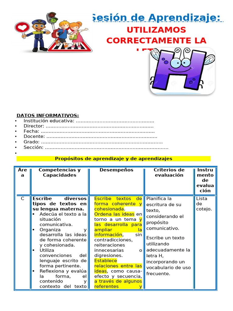 Actividades de Escritura con la Letra H | PDF | Maestros | Escritura