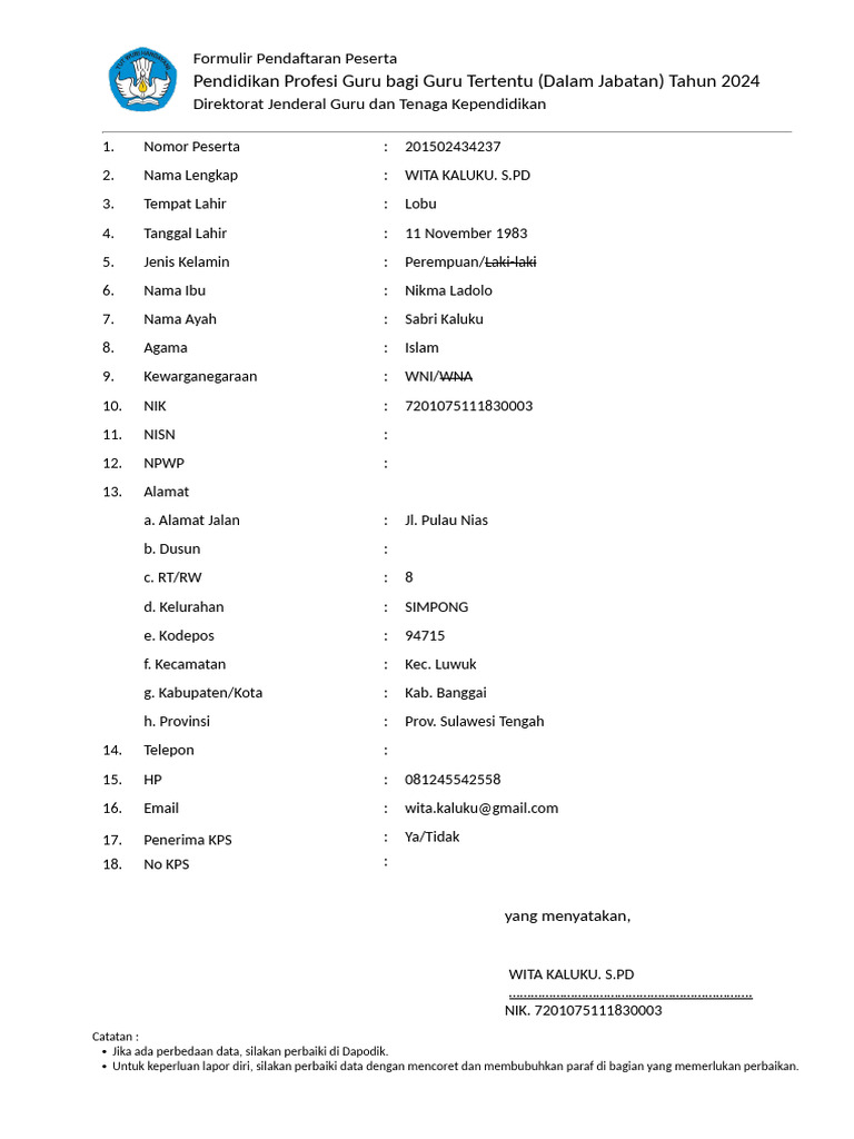 Pendaftaran Pendidikan Profesi Guru 2024 | PDF