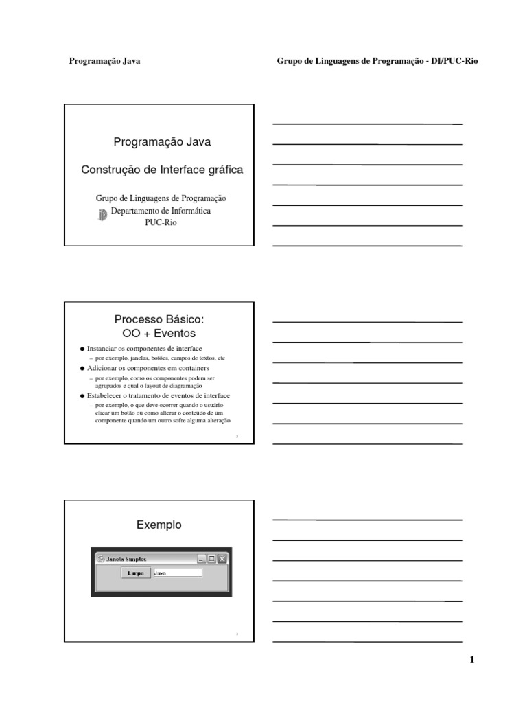 Programação Java: Interfaces Gráficas Swing | PDF | Java (linguagem de ...