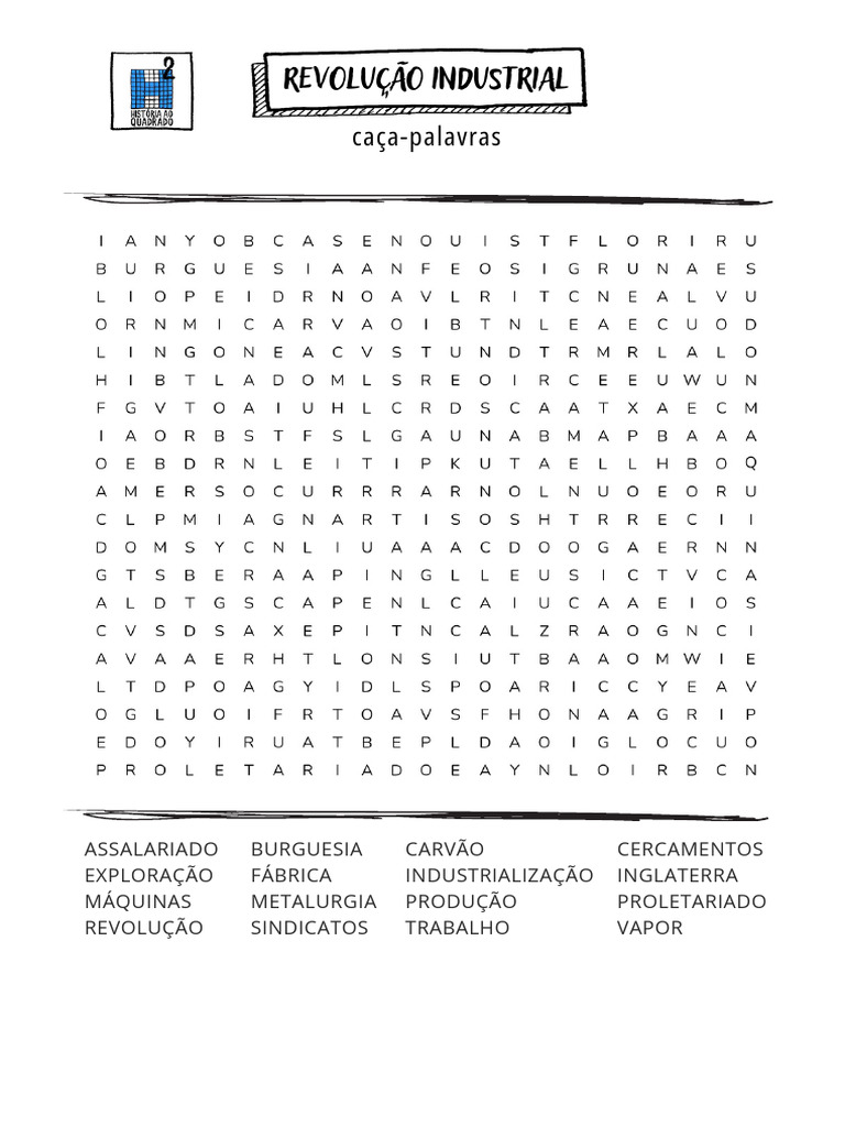 Caça-Palavras: Revolução Industrial | PDF | Revolução Industrial ...