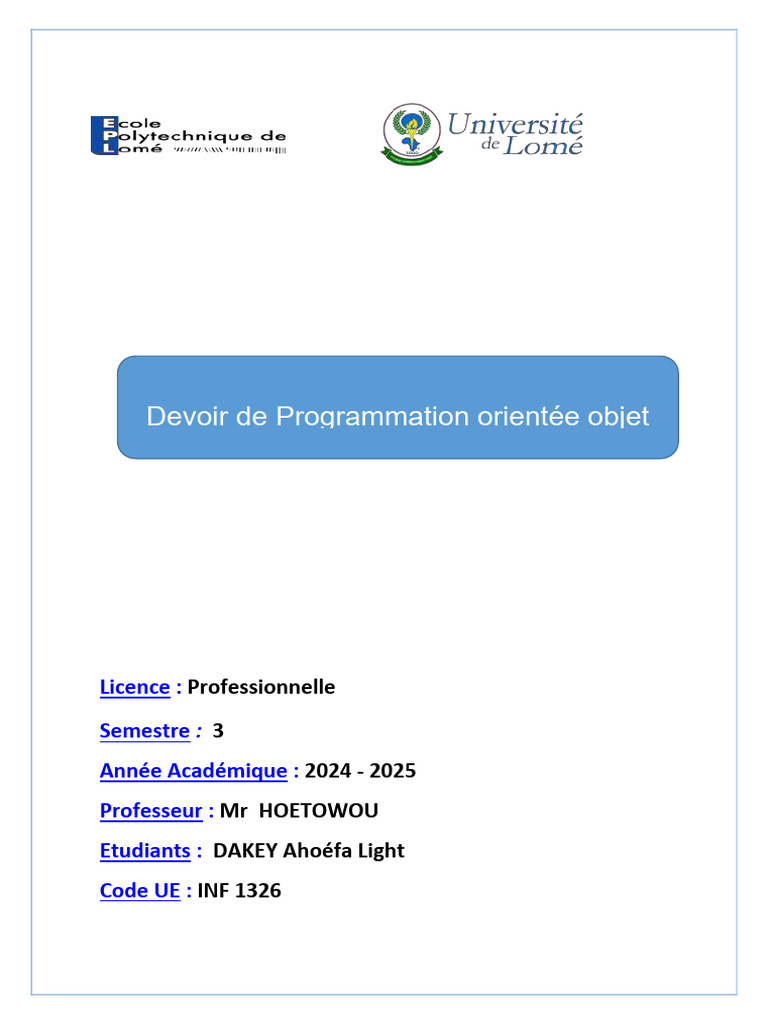 Programmation Objet : Montres et Personnages | PDF | Java (Langage de ...