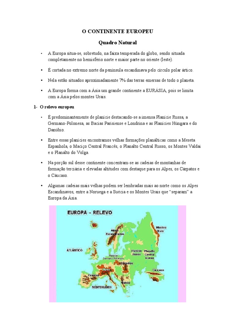 Quadro Natural Da Europa | PDF | Continente | Clima temperado, image size:768x1024