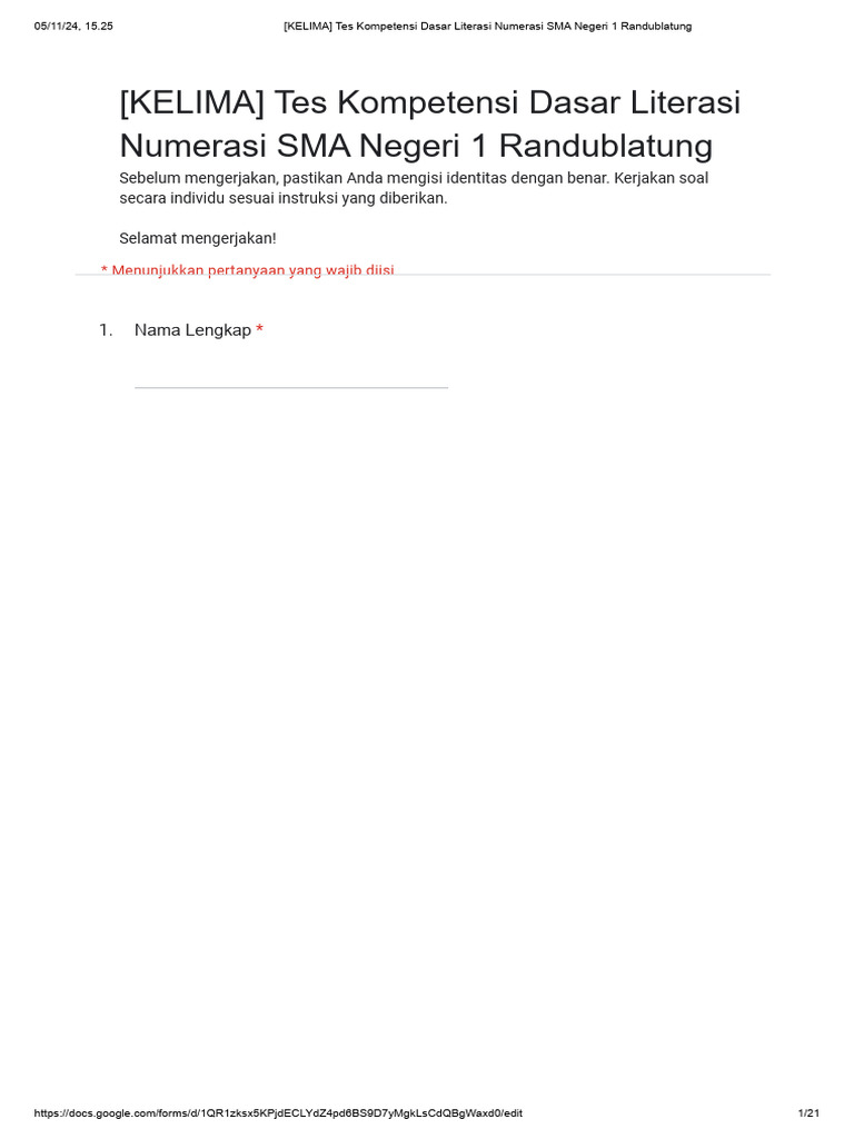 TKD Litnum 5 - Google Formulir | PDF
