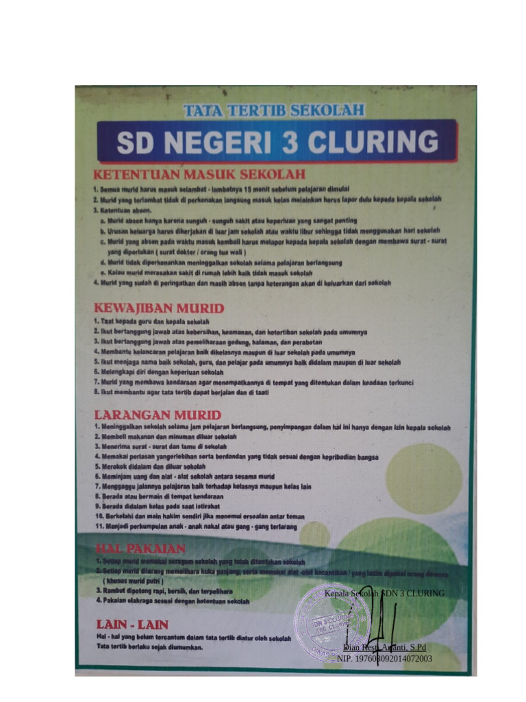 Tata Tertib Sekolah | PDF