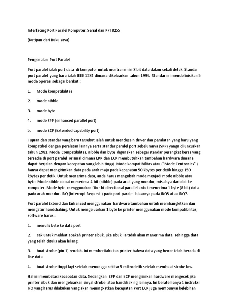 Interfacing Port Paralel Komputer | PDF | Metode & Bahan Ajar ...