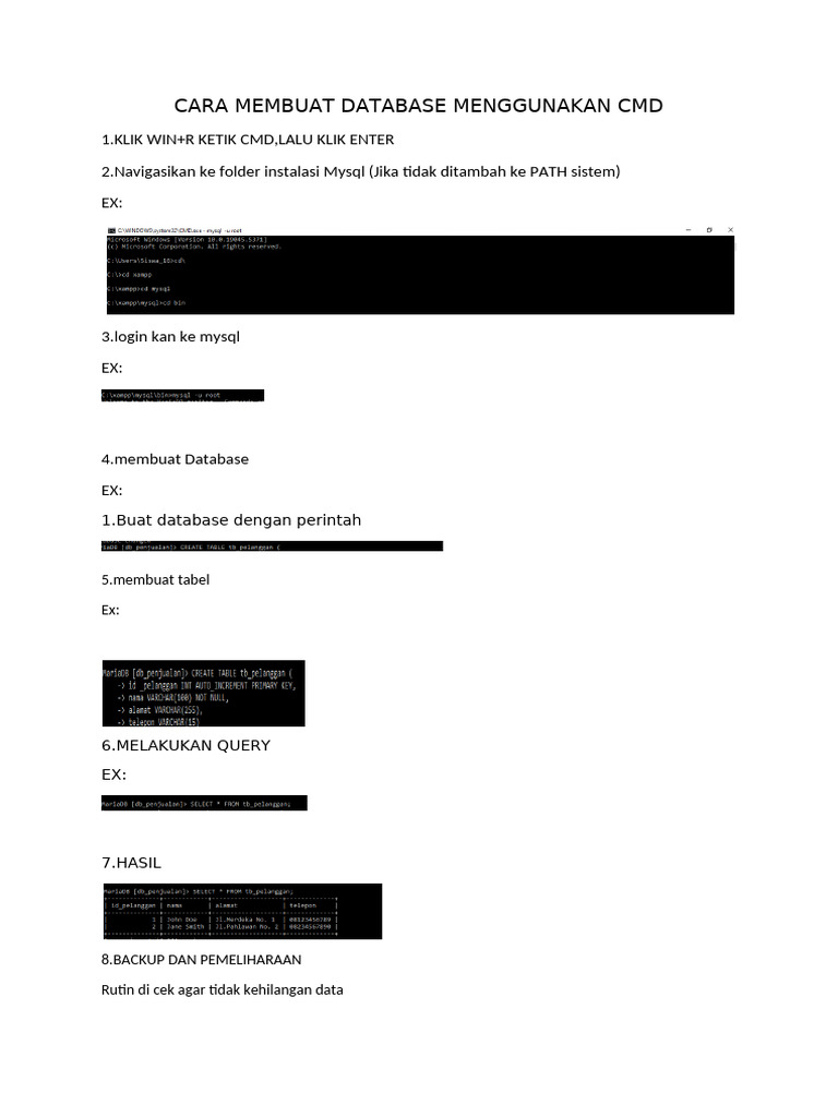 0.7 Vinno Arnandes Pratama Membuat Database Di CMD | PDF