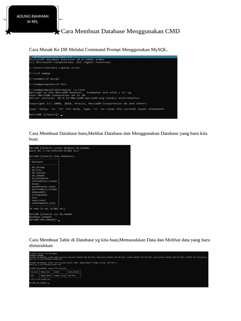 Panduan Database MySQL di CMD | PDF