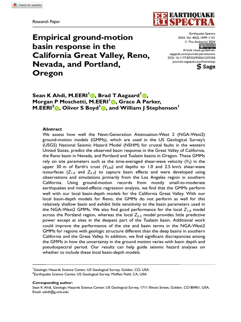 Ground-Motion Basin Response Analysis | PDF | Earthquakes | Seismology