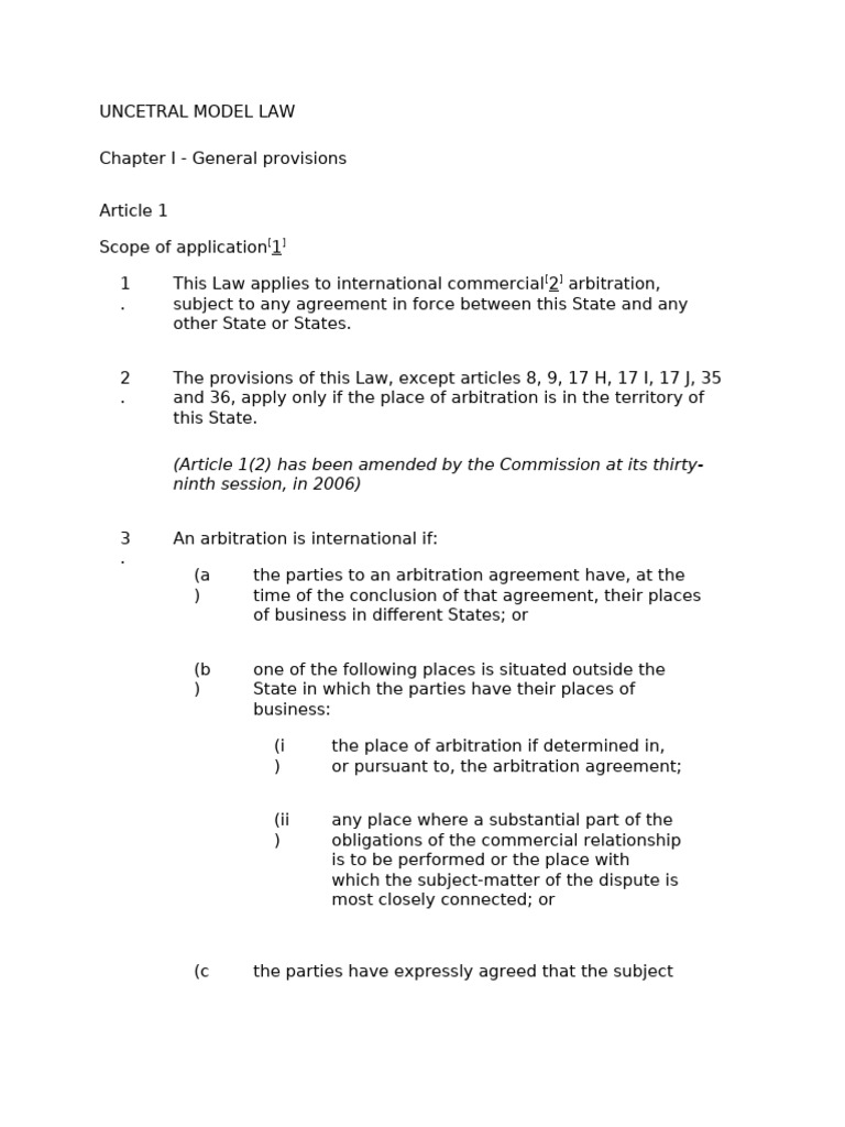 UNCITRAL Model Law on International Arbitration | PDF