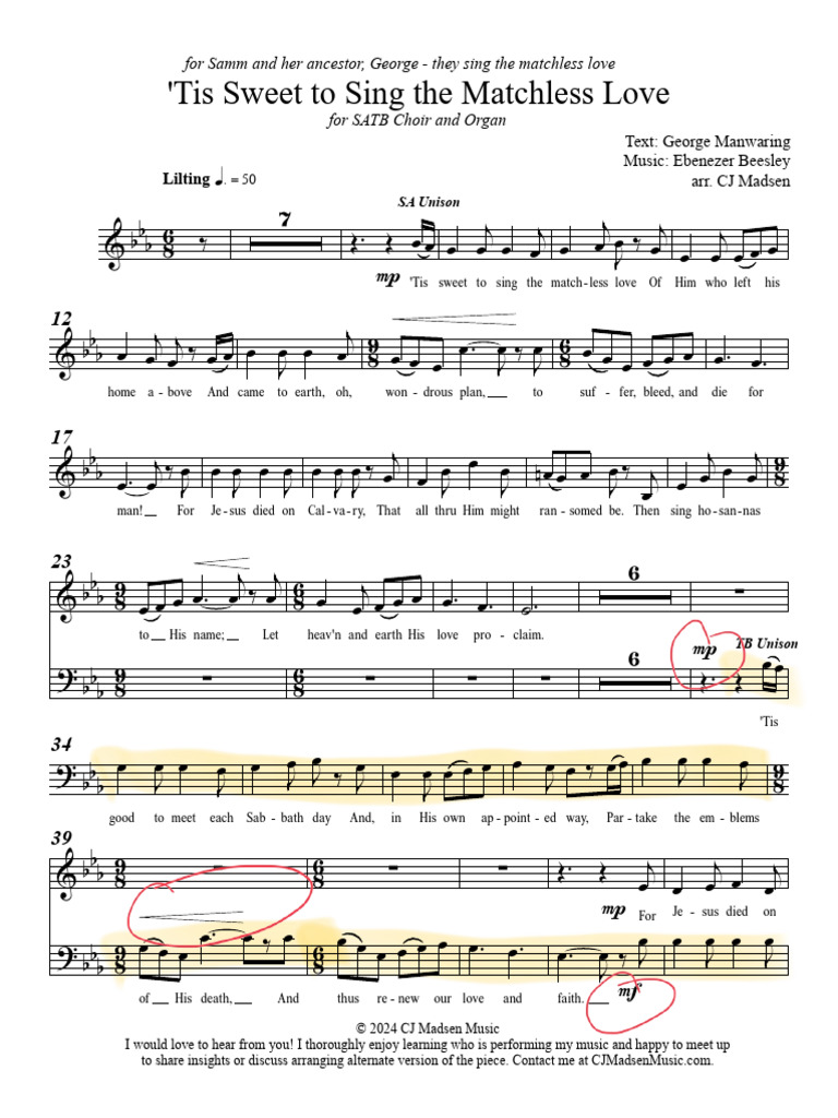 Matchless Love Choir Arrangement | PDF