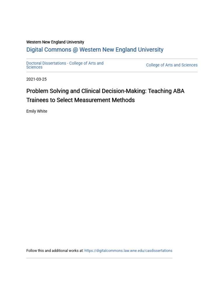 Problem Solving and Clinical Decision-Making - Teaching ABA Traine ...