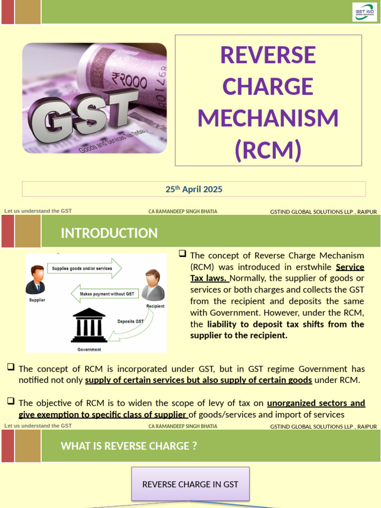 GST Reverse Charge Mechanism | PDF | Territorial Waters | Taxes