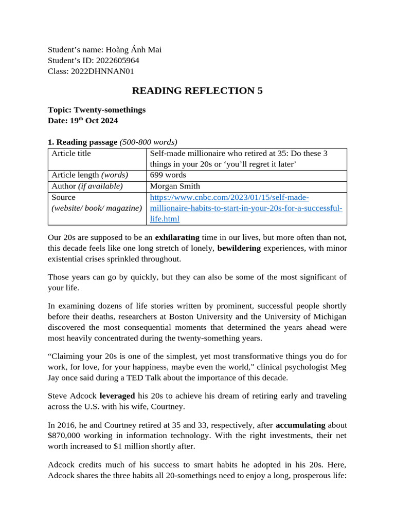 Ers5 Reading Reflection 5 | PDF | 401(K) | Economies