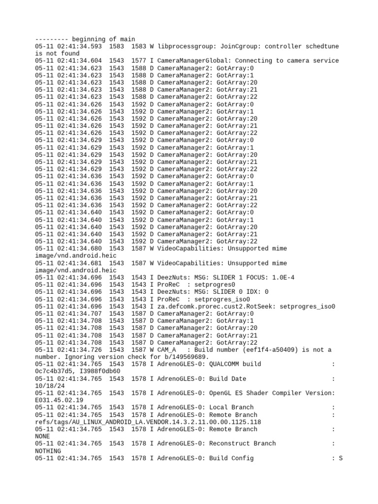 Camera Service Log Analysis | PDF | Software Engineering | Software