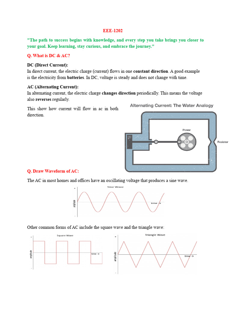 Note On Lab Quiz Viva - 250507 - 150901 | PDF | Ac Power | Series And ...