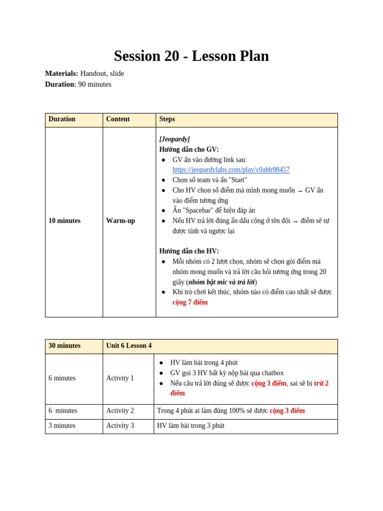 (GTCB) Session 20 - Lesson Plan | PDF