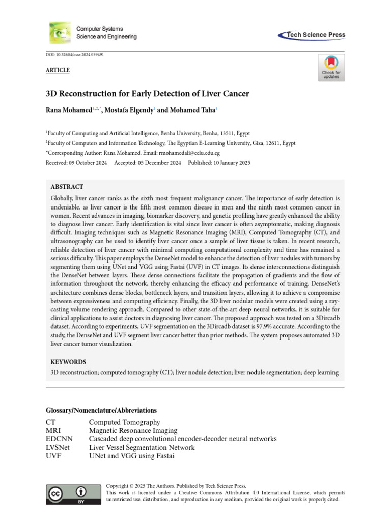 3D Liver Cancer Detection Using DenseNet | PDF | Image Segmentation ...