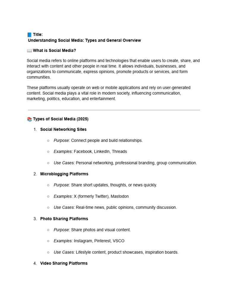 _Types_of_Social_Media_and_Overview | PDF | Popular Culture & Media ...