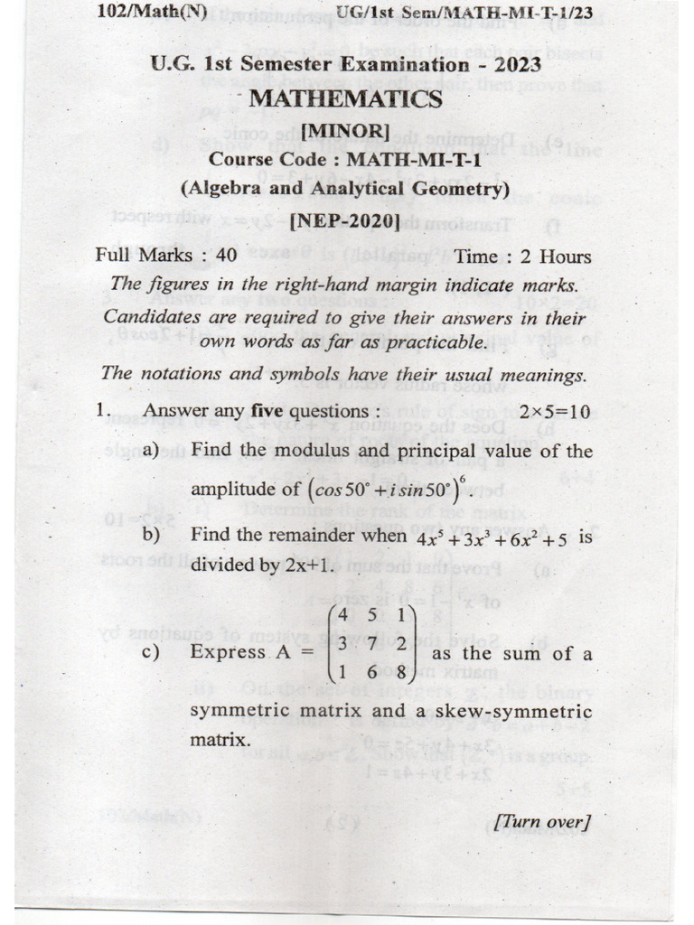 Math Mi T 1 | PDF