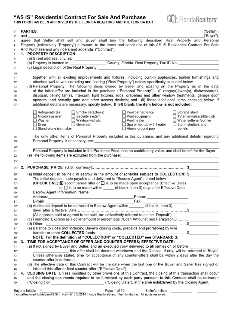 As Is Contract Fillable | PDF
