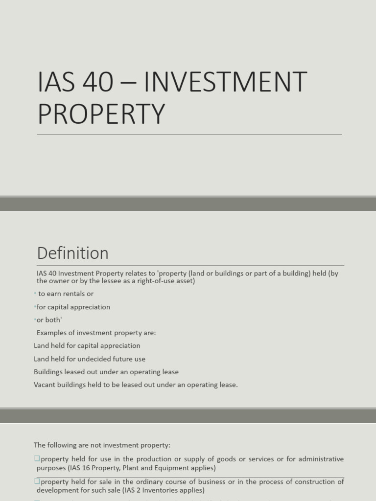 IAS 40: Investment Property Overview | PDF | Fair Value | International ...