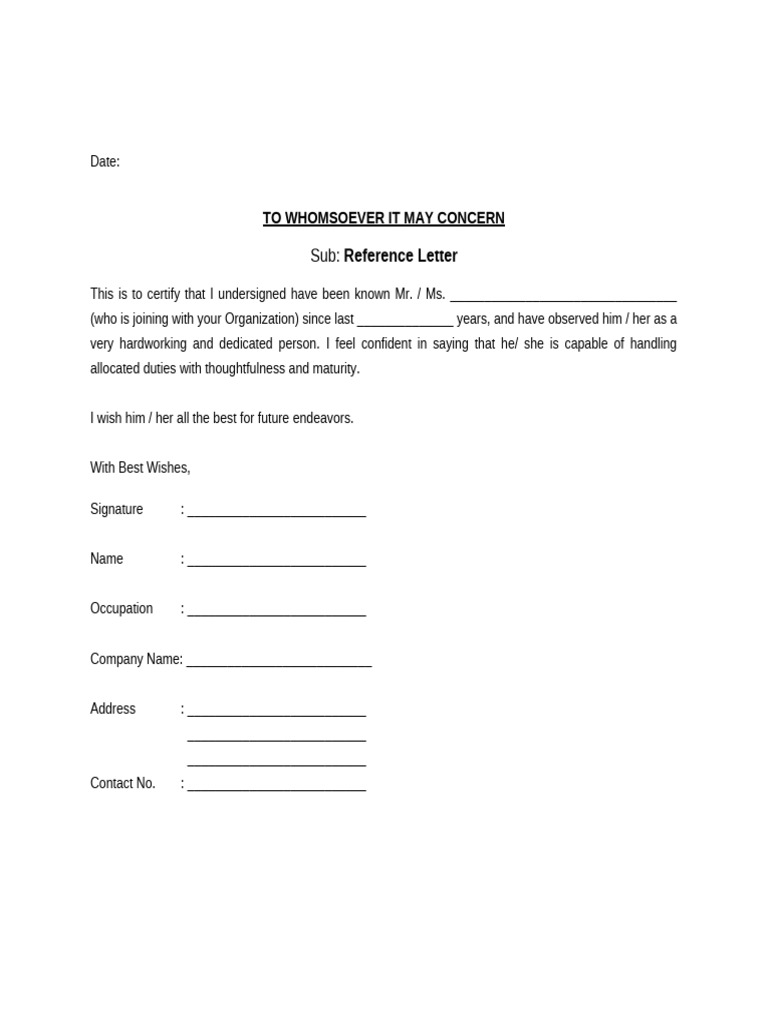 Sample Reference Letter Template | PDF