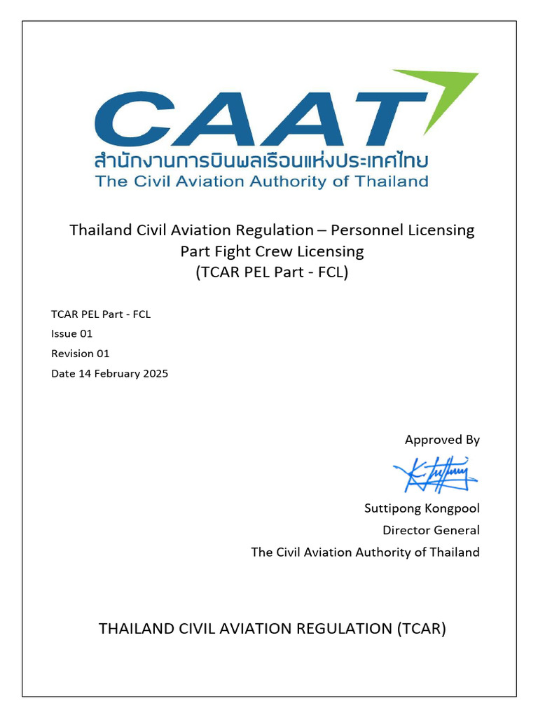 TCAR PEL Part - FCL Overview | PDF | Flight Instructor | Aviation