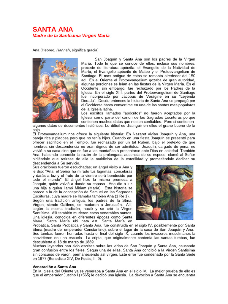 Historia y Veneración de Santa Ana | PDF | María, madre de Jesús