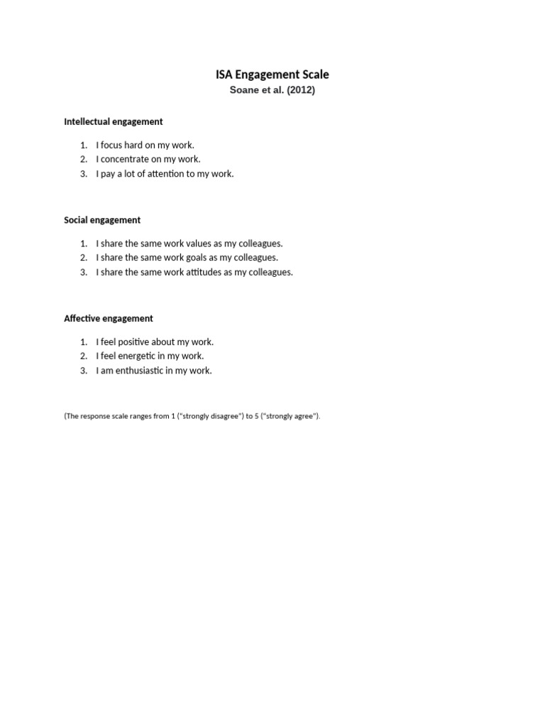 ISA Engagement Scale Overview | PDF