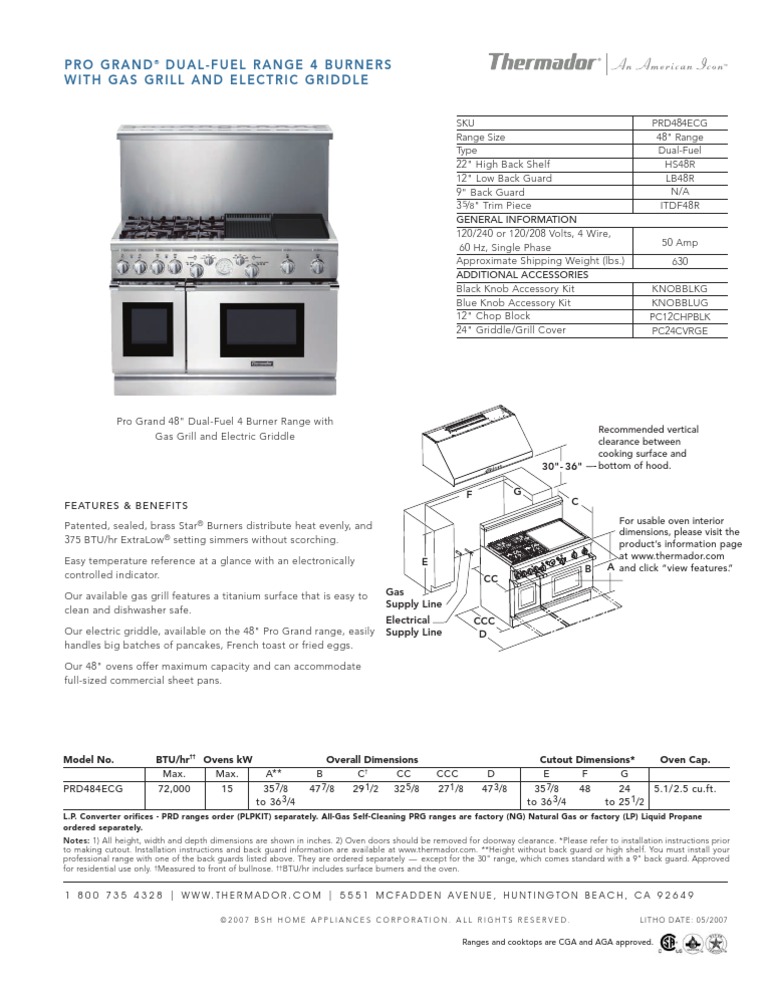 Thermador PRD484ECG PDF Cookware And Bakeware Barbecue Grill