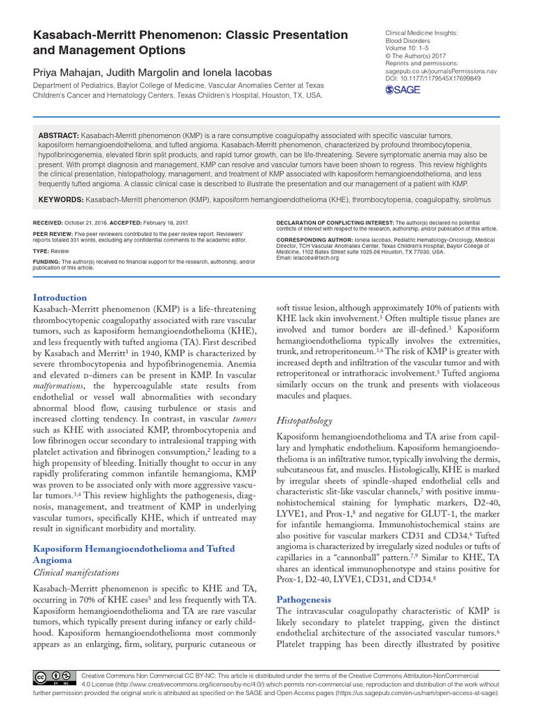 Kasabach-Merritt Phenomenon Overview | PDF | Clinical Medicine ...
