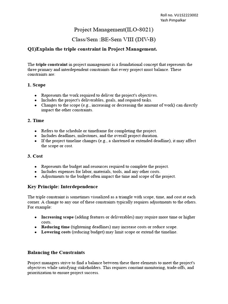 Project Management Solution | PDF | Project Management | Risk