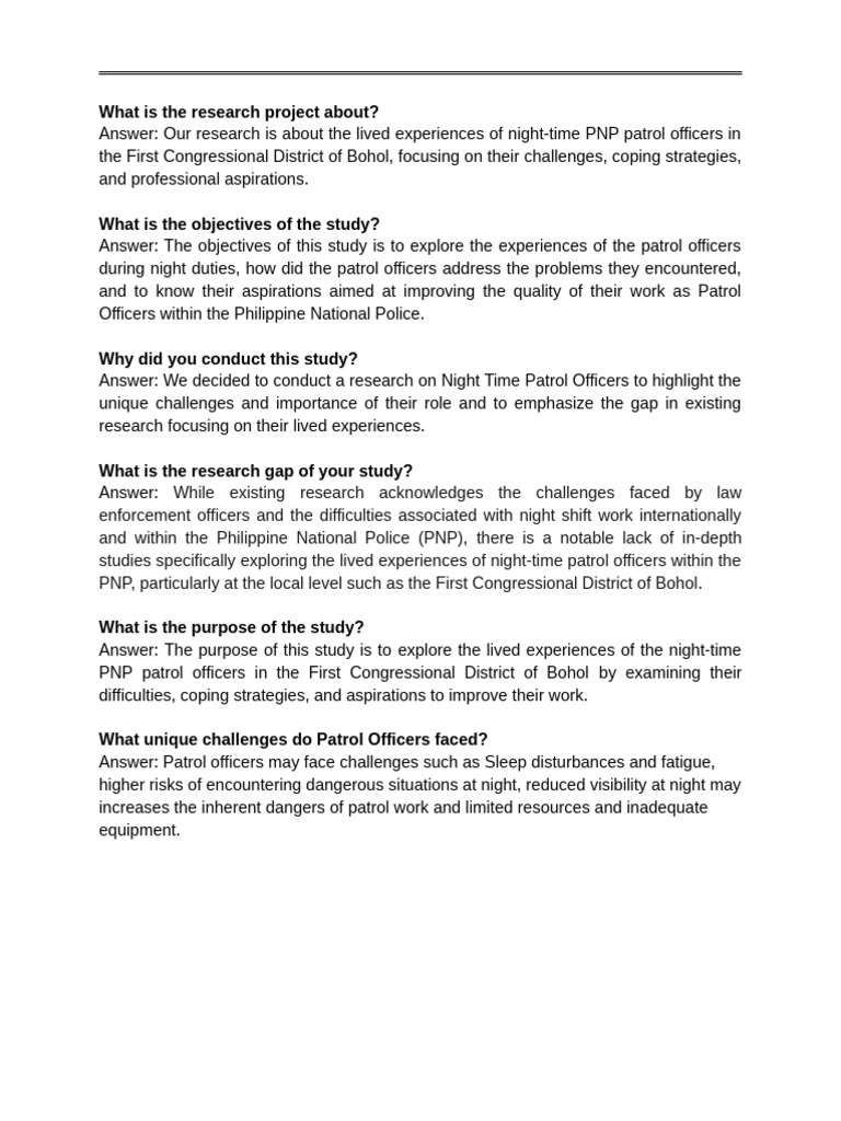 Pre Oral Possible Questions | PDF | Methodology | Psychological Resilience
